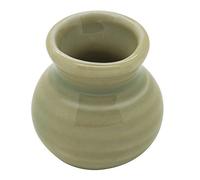 MyTinyWorld 2 x Dolls House Miniature Handmade Tall Ceramic Green Ribbed Vases
