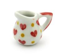 MyTinyWorld 2 x Dolls House Miniature Heart Pattern Ceramic Water Jugs