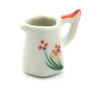 MyTinyWorld 2 x Dolls House Miniature Orange Flower Design Ceramic Hexagonal Jugs