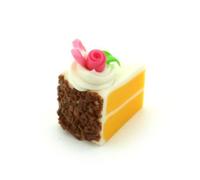 MyTinyWorld 2 x Dolls House Miniature Pink Fondant Rose And Heart Cake Slices