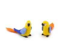 MyTinyWorld 2 Yellow Dolls House Miniature Parrots With Blue Wings and Orange Tail