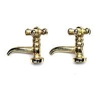 MyTinyWorld 2x Dolls House Miniature Gold Coloured Metal Cross Top Sink Taps