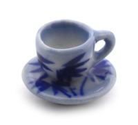 MyTinyWorld 3 x Dolls House Miniature Bamboo Style Cup and Saucers