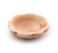 MyTinyWorld 4 x 17mm Salmon Glazed Ceramic Scalloped Edge Plates