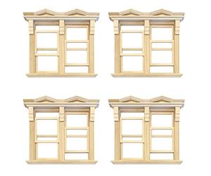 MyTinyWorld 4 x Dolls House Double Opening Sash Window With Small Pointed Parapets