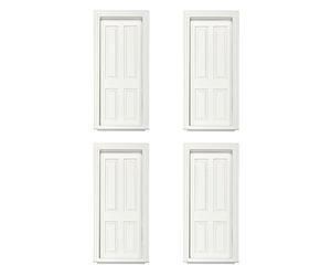 MyTinyWorld 4 x Dolls House Miniature Internal White Painted 4 Panel Doors