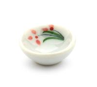 MyTinyWorld 4 x Dolls House Miniature Red Iris Design 16mm Ceramic Bowls