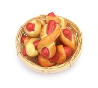 MyTinyWorld 7 Dolls House Miniature Sausage Wraps In A Small Basket