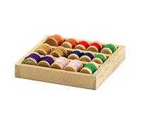 MyTinyWorld Dollhouse Miniature Wooden Tray With 15 Assorted Cotton Bobbins