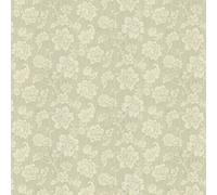 MyTinyWorld Dolls House Cream Floral Pattern On Light Green Fabric Style Print Wallpaper