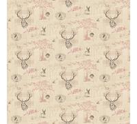 MyTinyWorld Dolls House Miniature Beige And Red Highland Animal Wallpaper