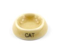 MyTinyWorld Dolls House Miniature Beige Handmade Ceramic Cat Bowl