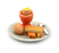MyTinyWorld Dolls House Miniature Boiled Egg With the Top off in a Orange Egg Cu