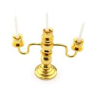 MyTinyWorld Dolls House Miniature Gold Colour Metal Triple Candelabra
