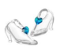 MyTinyWorld Dolls House Miniature Handmade Glass Shoes With A Blue Love Heart
