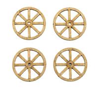MyTinyWorld Dolls House Miniature Medium Wooden Wagon Wheels, Set of 4, MDF Miniature Crafts