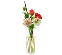 MyTinyWorld Dolls House Miniature Mixed Cut Flowers in a Glass Vase