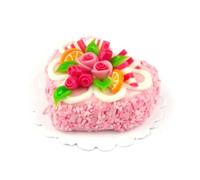 MyTinyWorld Dolls House Miniature Pink Iced Rose Heart Cake