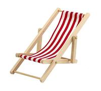 MyTinyWorld Dolls House Miniature Red and White Garden Deck Chair Age 14+