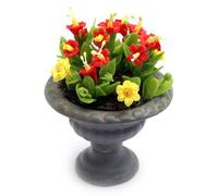 MyTinyWorld Dolls House Miniature Red and Yellow Flowers in Roman Urn