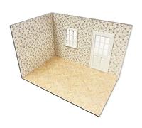 MyTinyWorld Dolls House Miniature Room Box DIY Kit, 1:12th Scale, with Door, Wallpaper, Flooring and Brick Paper (Paper Option 2)