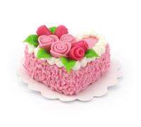 MyTinyWorld Dolls House Miniature Small Pink Heart Cake With Roses