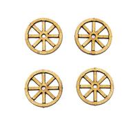MyTinyWorld Dolls House Miniature Small Wooden Wagon Wheels, Set of 4, MDF Miniature Crafts