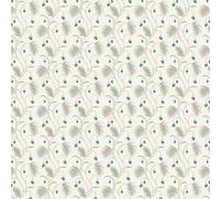 MyTinyWorld Dolls House Miniature Styalised Fern With Teal Flowers Wallpaper