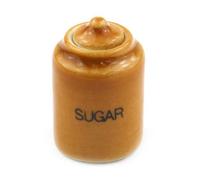 MyTinyWorld Dolls House Miniature Very Fine Brown Ceramic Sugar Jar
