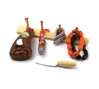 MyTinyWorld Dolls House Miniature Wood Rack With A Selection Of Meats