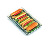 MyTinyWorld Miniature Jumbo Hot Dogs On A Metal Tray