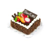 MyTinyWorld Miniature Square Chocolate Fruit Topped Thank You Cake