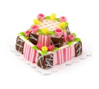 MyTinyWorld Miniature Two Tier Pink Iced Cake With Pink Roses