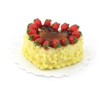 MyTinyWorld Miniature White Chocolate Heart Cake Topped With Strawberries