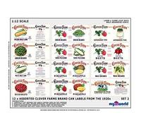 MyTinyWorld Set Of 12 Dolls House Miniature Clover Farm Food Labels (1920s)