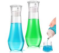 Mytium 2PCS Mouthwash Dispenser for Bathroom - 9 Oz Clear Mouthwash Container with Stainless Steel Pour Spout, Glass Mouth Wash Dispensers with Cup Holder for Bathroom Farmhouse Decor