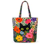 MyToLER Little kitten Corduroy Tote Bag for Women, Reusable Shopping Bag | Magnetic Closure, Inner Pocket, Long Shoulder Strap, Double-Sided Print, Soft Aesthetic Tote for Work, Travel & Daily Use