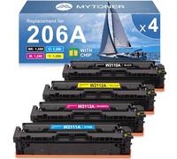 MYTONER 206A Toner Cartridges 4 Pack Set (with CHIP) Compatible Replacement for HP 206A 206X W2110A W2110X Toner for Color Pro M255dw MFP M283fdw M283cdw Printer (Black Cyan Magenta Yellow)