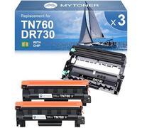 MYTONER TN760 Toner Cartridge and DR730 Drum Unit Replacement for Brother TN760 TN-760 DR730 TN730 TN-730 for MFC-L2750DW MFC-L2690DW MFC-L2710DW MFC-L2717DW HL-L2350DW Printer (2 Toners, 1 Drum Unit)
