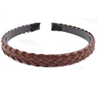 Mytoptrendz® 1.3cm Wide Plaited Braided Headband Narrow Faux Leather Alice Hairband with Non SlipTeeth Grip for Women Teens Girls Hair Accessories (Tan)