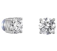 Mytoptrendz® 1 Pair CZ Crystal Stone Magnetic Stud Earrings Boys Girls Unisex Ear Studs (No Piercing Required) (6mm, Clear- Round)