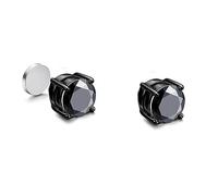 Mytoptrendz® 1 Pair Magnetic Ear Studs BLACK ONYX CZ CUBIC ZIRCONIA Magnet Earrings for Non Pierced Ear for Women Boys Mens (Black -6mm Round)