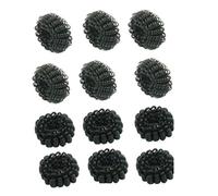 Mytoptrendz® 12 Pcs Black Fluffy Towelling Scrunchies Curly Looped Hair Tie Seamless Knit Elastic Hair Bands Ponytail Holder Hair Accessories for Women Girls