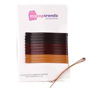 Mytoptrendz® 12 Pcs Classic Bobby Pins Plain Wide Curved Flat Jumbo Hair Clips Slides Hairpins for Women Girls Thick Hair (Assorted Brown Mix -60mm) MT