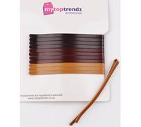 Mytoptrendz® 12 pcs Extra Long Wide Bobby Pins Flat Curve Shape for Thick Hair Stronger Grip Women and Girls (Mix Brown Tone -80mm)-MT