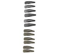 Mytoptrendz® 12 X Bendy Snap Hair Clips/Metal Sleepies/Bandy Snappy Fringe Hair Grips/Tic Tac Slides 5cm/2in Classic Accessories for Girls Women, Metallic Finish (Khaki - Black)