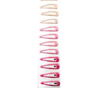 Mytoptrendz® 12pc Snap Clips Standard 5cm Stylish & Functional Slide Hair Grip Glitter Epoxy Sleepies for Girls Kids School(Pink Tone)