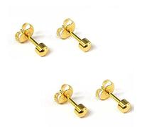 Mytoptrendz 2 Pair - Mini Ball Earrings Hypoallergenic Piercing Small Studs Surgical Stainless Steel sterile Individually sealed(Yellow Gold Tone (2mm- Gold plated)