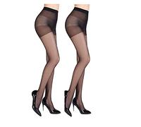 Mytoptrendz® 2 PAIR Nylon Gloss Shimmer Tights Ultra Sheer Transperent 15 DENIER with Panel Gusset Plus Size (X-LARGE Black- 2 pack)