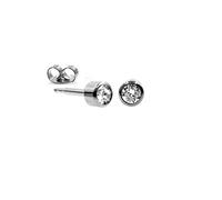 Mytoptrendz® 2 pair Sterile Studs Silver Colour Mini 2mm Sparkly Crystal Stud Earrings